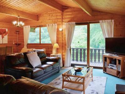 Open plan living room with leather suite